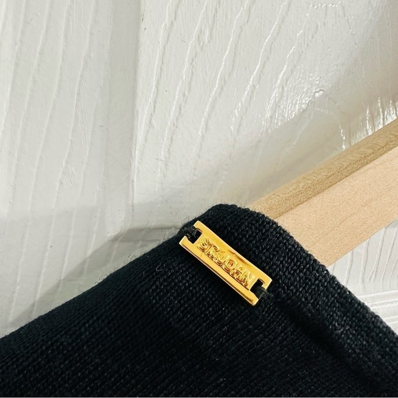 St. John Cape Poncho Sweater Wool Knit Minimalist Designer Black Striped Small - Picture 7 of 9